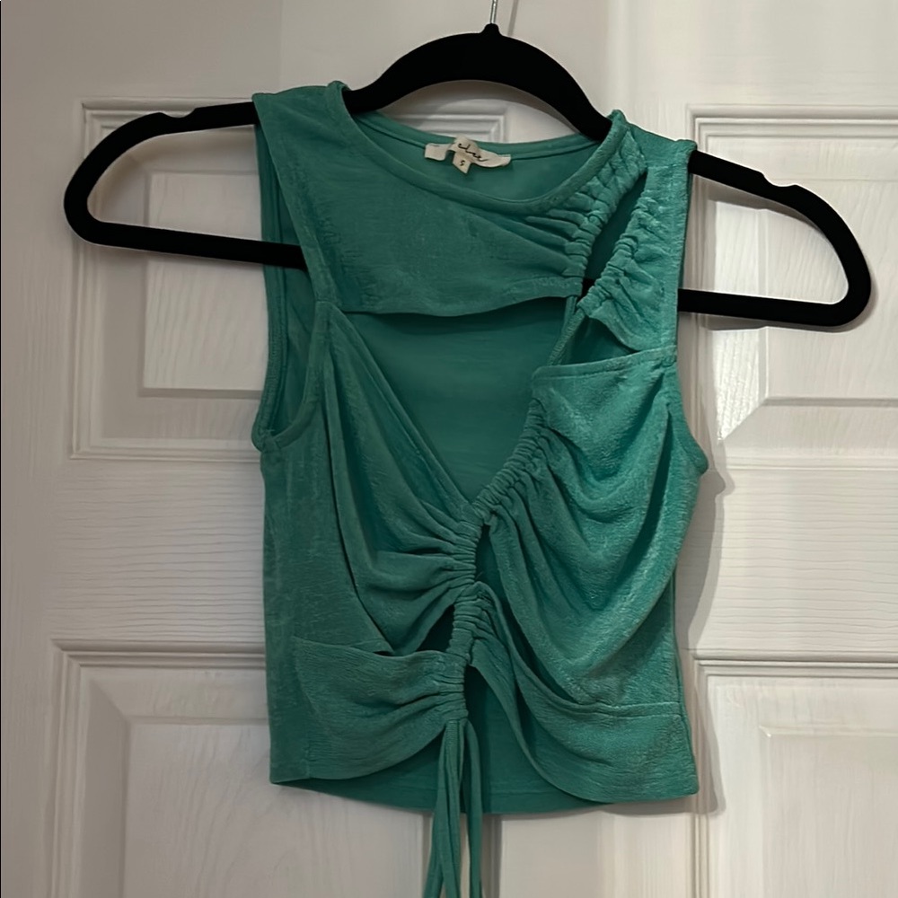 Green Sleeveless Ruched Top